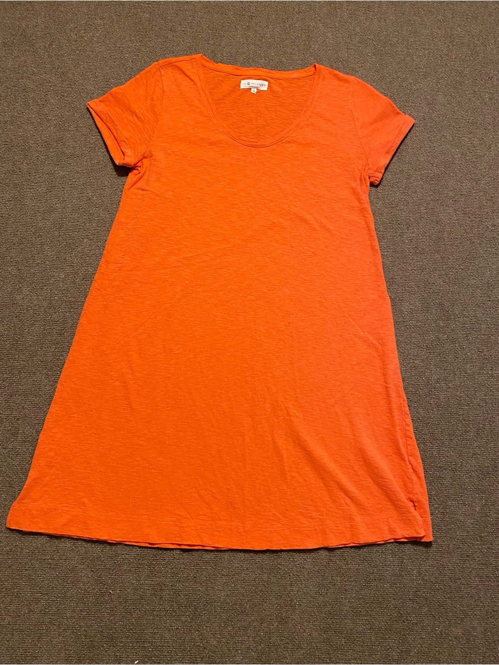 Lou & Grey Bright Orange Scoop Neck Short Sleeve Dress